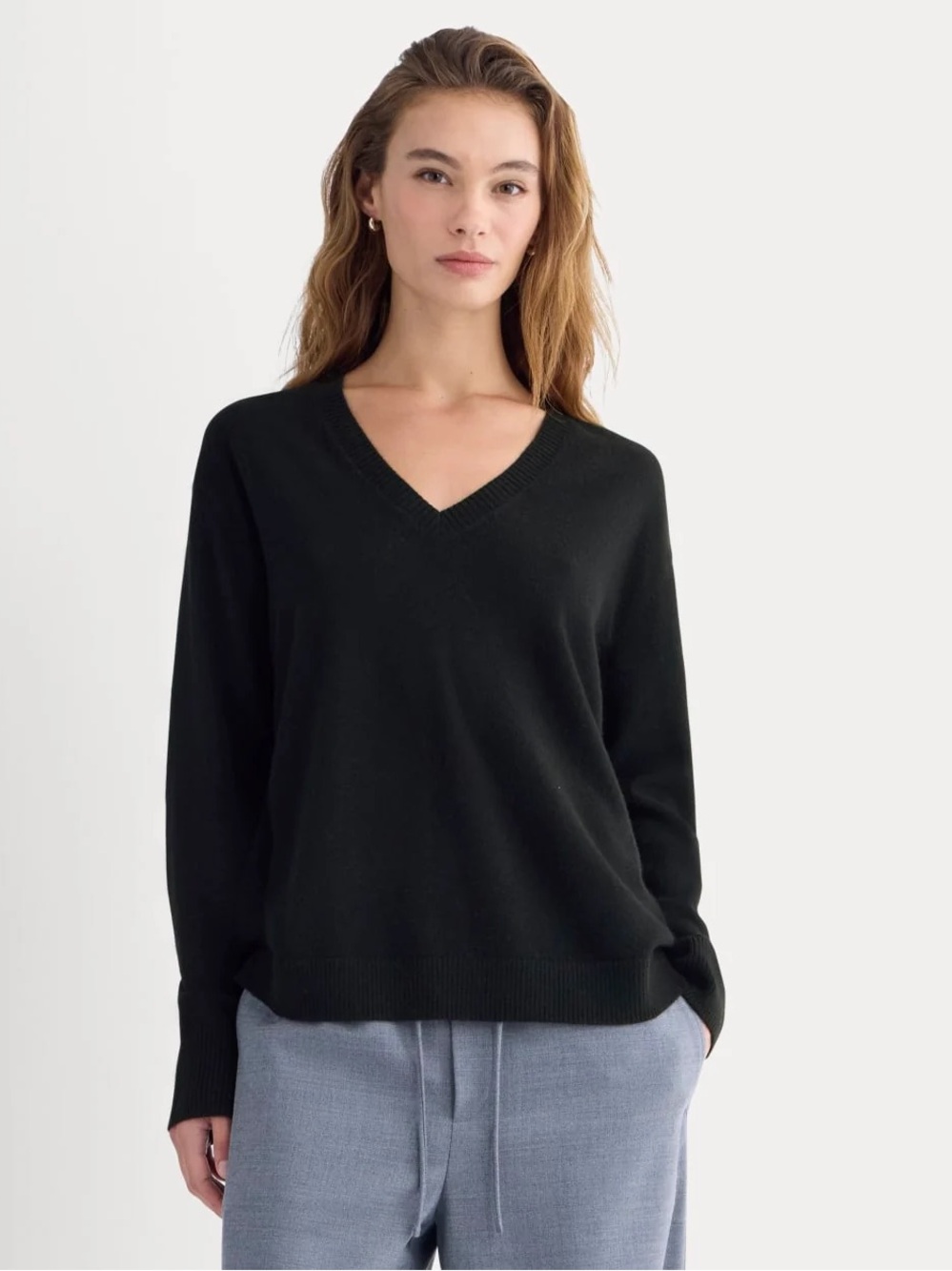Everlane The Classic V Cashmere Sweater Black Size XL NWOT